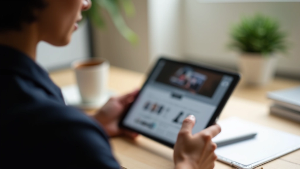 Portfólio digital em tablet exibindo projetos de motion design com layouts responsivos e navegação intuitiva