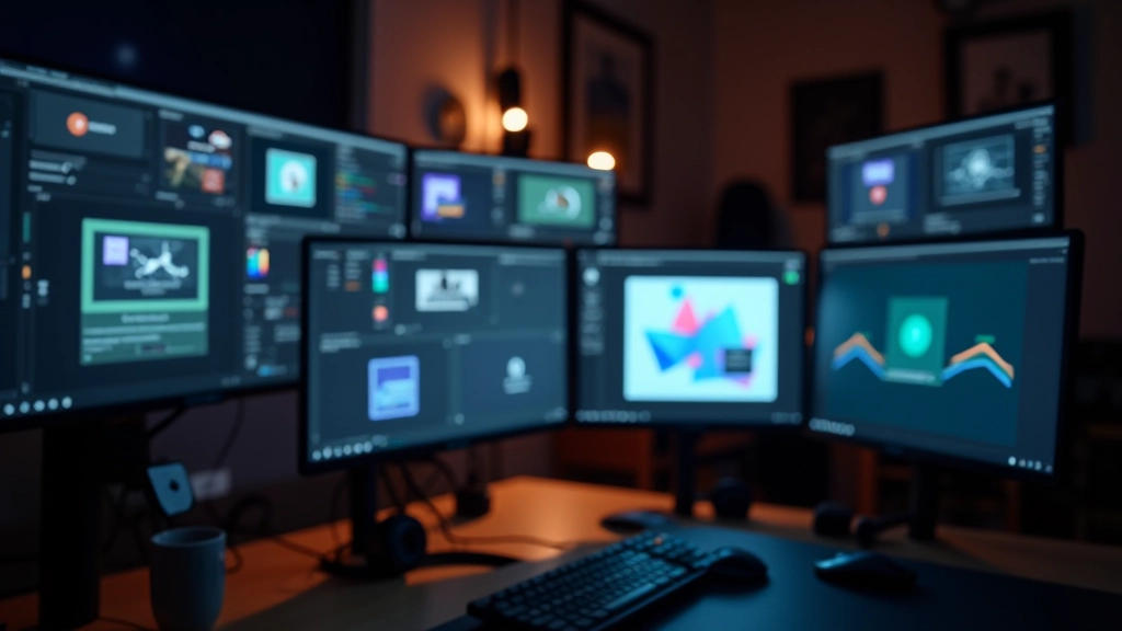 Espaço de trabalho criativo com recursos de motion design em exibição