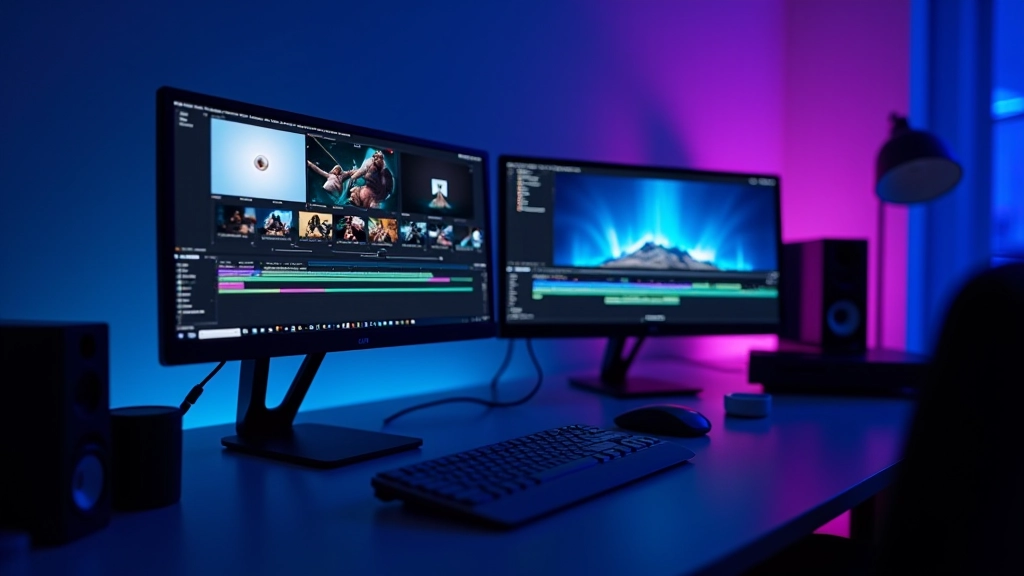 Timeline de edição de vídeo mostrando sequência de clips de motion design organizados em camadas, com marcadores de tempo e transições